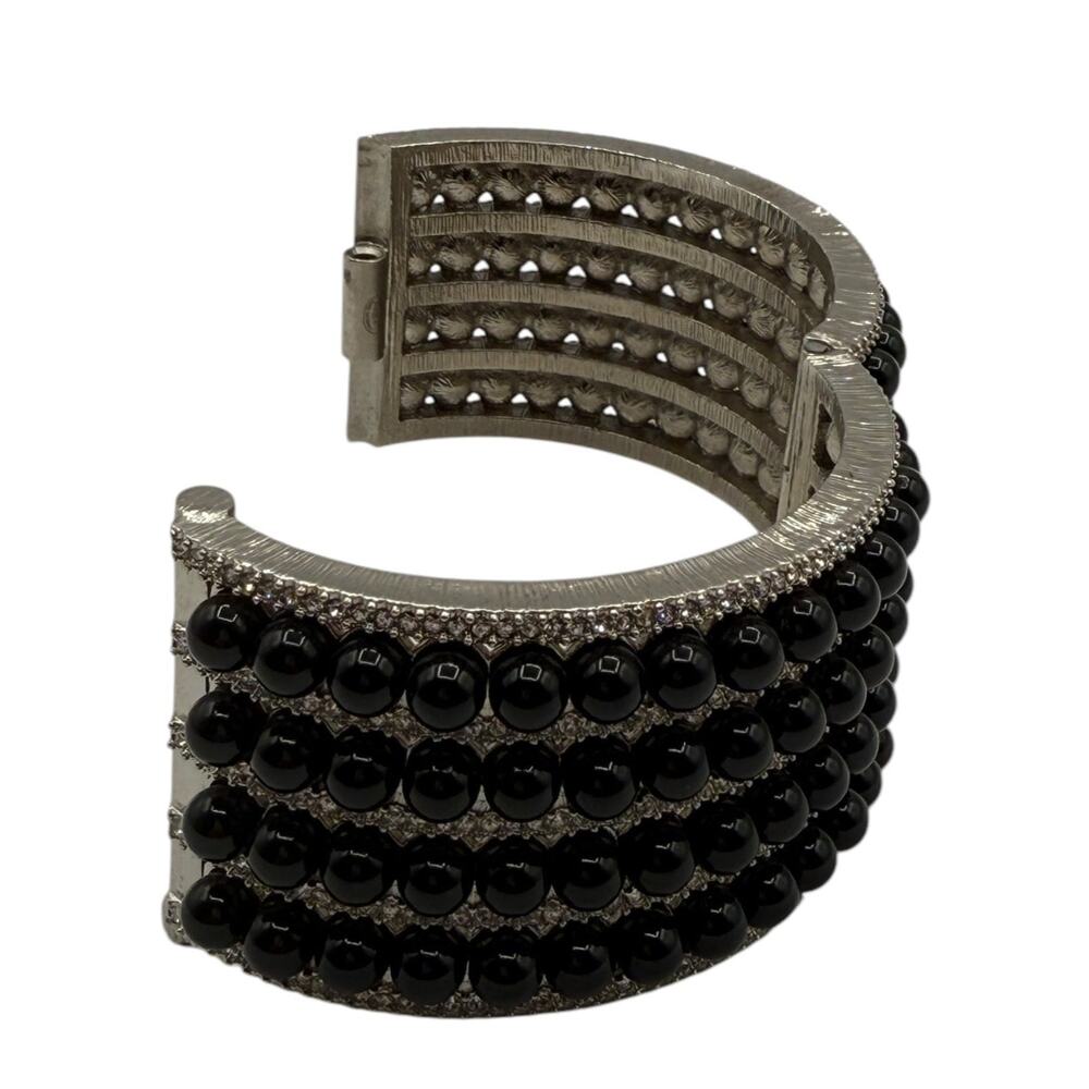 Chanel Multi Strand Bead and Crystal Silver Cuff - Picture 11 of 12
